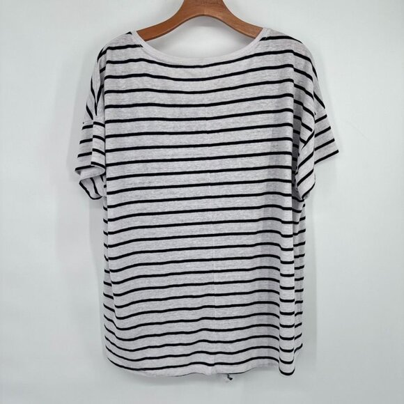 Talbots Womens size 2X Striped Linen blend knit Tie-Front Top navy white plus - Picture 8 of 10